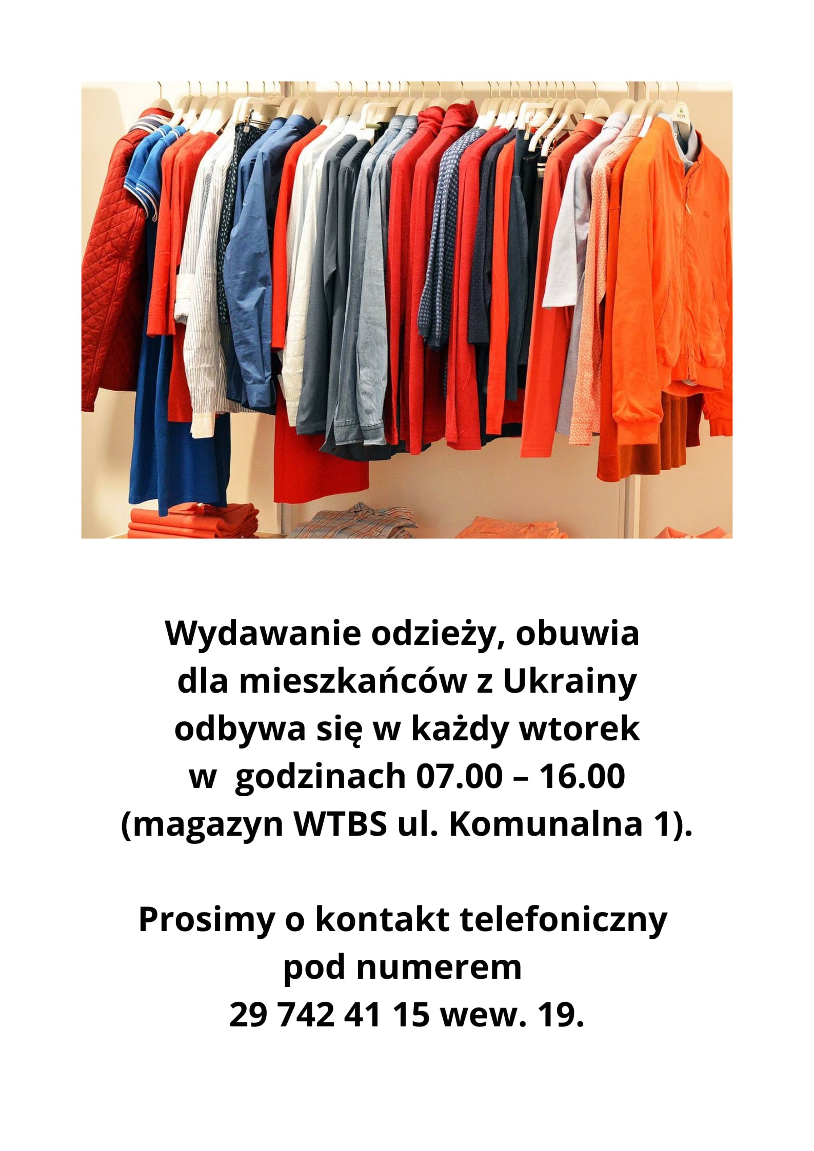 Ikona do artykułu: Wydawanie odzieży, obuwia dla mieszkańców Ukrainy